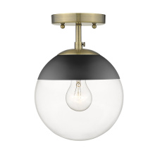 Golden 3219-SF AB-BLK - Golden Lighting Dixon 1-light Semi-Flush Mount in Aged Brass and Clear Glass